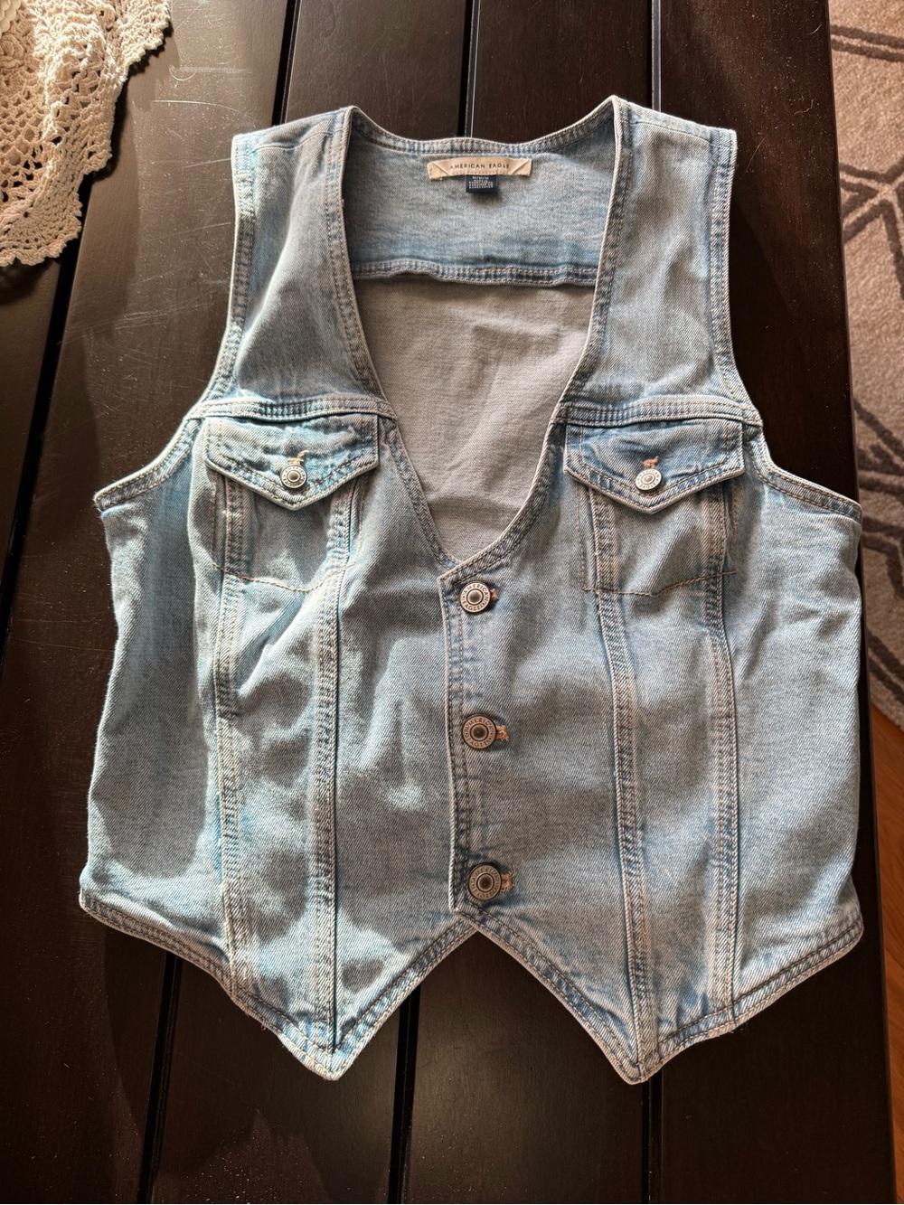 American Eagle Outfitters Light Blue Denim Vest